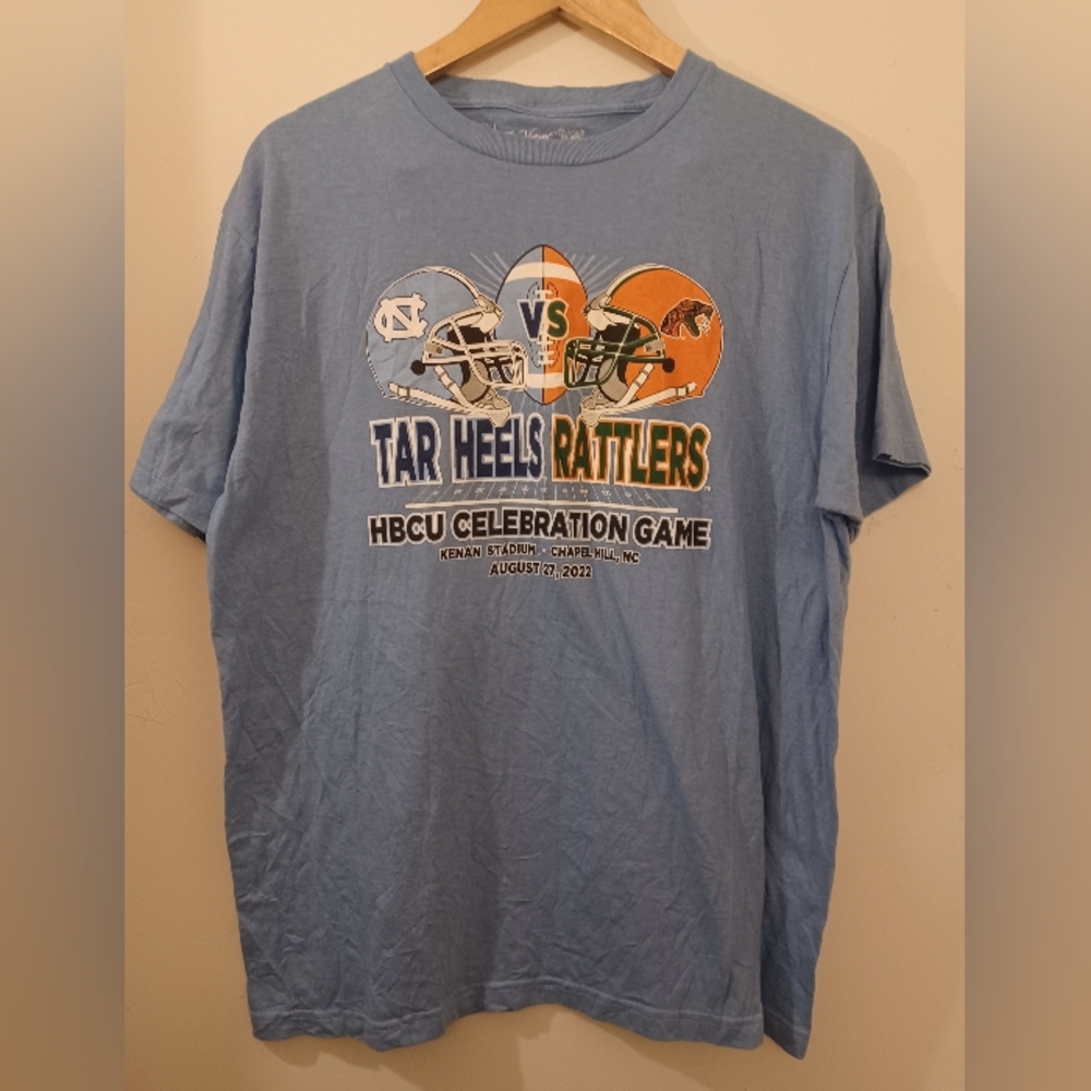 North Carolina Tar Heels vs. Florida A&M Rattlers Men's Blue Tee Shirt Size XL